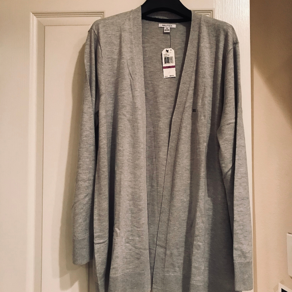 Brand NEW Nautica Logo Gray Cardigan Women XXL. NW